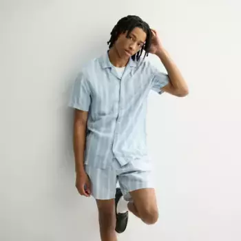 Мужская рубашка в стиле кэмп с фактурной тканью Retrofit, цвет slate blue