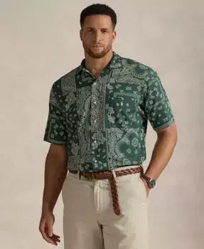 Мужская рубашка в стиле кэмп с принтом банданы больших размеров Polo Ralph Lauren, мультиколор