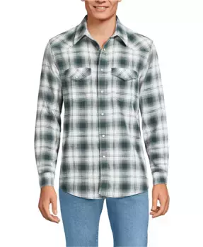 Мужская рубашка в стиле вестерн Lands' End, зеленый