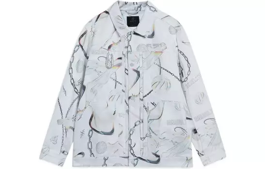 Мужская рубашка Wade Collection White And Grey Full Of Prints Lining, серый