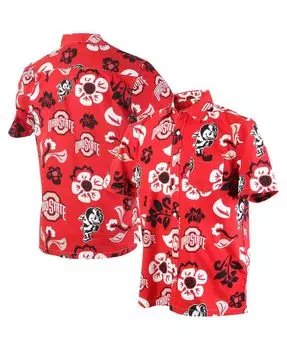 Мужская рубашка wes willy scarlet ohio state buckeyes с цветочным принтом на пуговицах Wes &amp; Willy