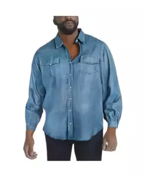 Мужская рубашка Western с застежкой на кнопках от KingSize Boulder Creek, синий