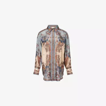 Мужская рубашка Zimmermann Ascension manstyle шелковая с графическим принтом, голубой