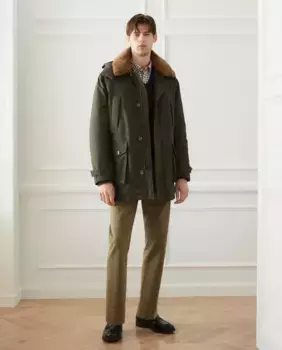 Мужская съемная парка с капюшоном с наполнителем из водоотталкивающего пуха Emidio Tucci, цвет Kaki