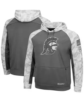 Мужская серая, арктический камуфляж usc trojans oht тональная толстовка с капюшоном реглан в стиле милитари Colosseum, мульти