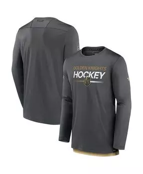 Мужская серая фирменная футболка Vegas Golden Knights Authentic Pro с длинным рукавом Fanatics, серый