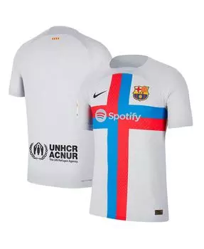 Мужская серая футболка Барселоны 2022/23 Third Vapor Match Authentic Blank Nike