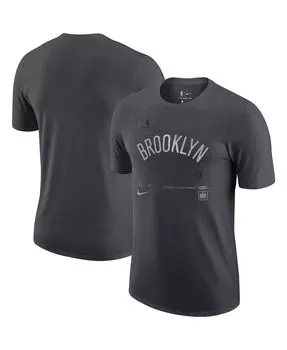 Мужская серая футболка brooklyn nets courtside chrome Nike, серый