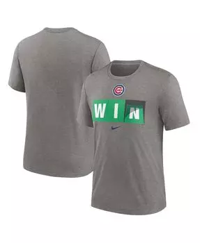 Мужская серая футболка Chicago Cubs Win Scoreboard Hometown Tri-Blend Nike