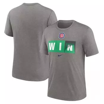 Мужская серая футболка Chicago Cubs Win Scoreboard Hometown Tri-Blend Nike