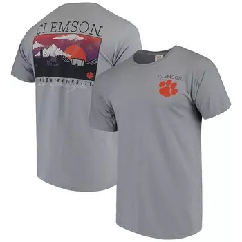 Мужская серая футболка Clemson Tigers Comfort Colors Campus Scenery Image One, цвет Clm Grey