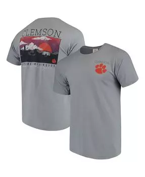 Мужская серая футболка clemson tigers comfort colours campus scenery Image One, серый