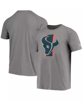 Мужская серая футболка houston texans training camp с регланом New Era, серый