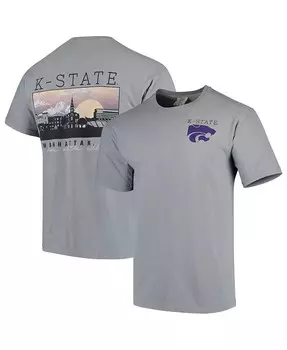 Мужская серая футболка Kansas State Wildcats Team Comfort Colors Campus Scenery Image One, серый