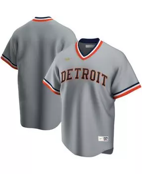 Мужская серая футболка команды Detroit Tigers Road Cooperstown Collection Team Nike
