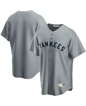 Мужская серая футболка команды New York Yankees Road Cooperstown Collection Nike