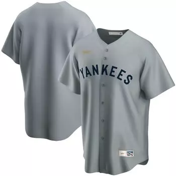 Мужская серая футболка команды New York Yankees Road Cooperstown Collection Nike