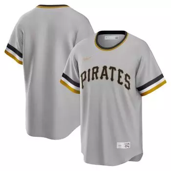 Мужская серая футболка команды Pittsburgh Pirates Road Cooperstown Collection Team Nike