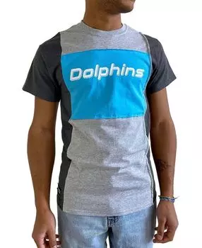 Мужская серая футболка miami dolphins с разрезом меланжевого цвета Refried Apparel, мульти
