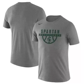 Мужская серая футболка Michigan State Spartans Basketball Drop Legend Performance Nike