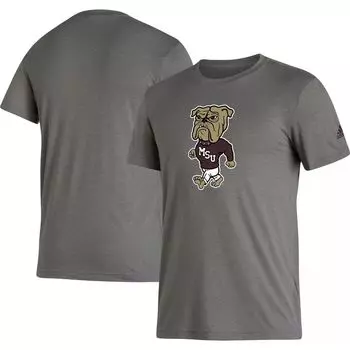 Мужская серая футболка Mississippi State Bulldogs Basics Heritage Tri-Blend adidas