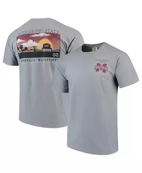 Мужская серая футболка mississippi state bulldogs comfort colours campus scenery Image One, серый