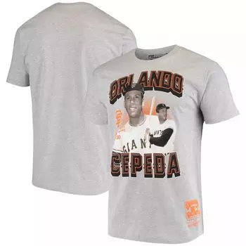 Мужская серая футболка Mitchell & Ness Orlando Cepeda San Francisco Giants с именем и номером