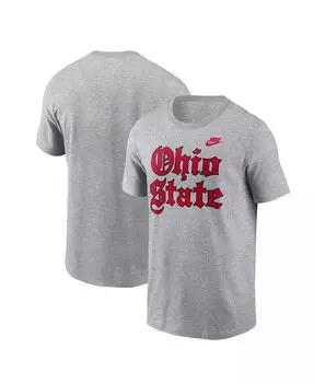 Мужская серая футболка Ohio State Buckeyes Old English Nike, серый