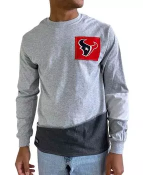 Мужская серая футболка с длинным рукавом houston texans angle Refried Apparel, серый