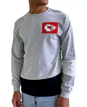 Мужская серая футболка с длинным рукавом kansas city chiefs angle Refried Apparel, серый