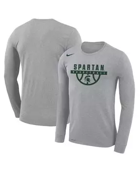 Мужская серая футболка с длинным рукавом Michigan State Spartans Basketball Drop Legend Nike
