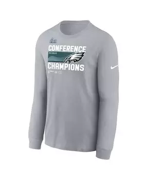 Мужская серая футболка с длинным рукавом Philadelphia Eagles 2022 NFC Champions Trophy Collection Nike
