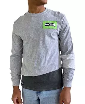 Мужская серая футболка с длинным рукавом seattle seahawks angle Refried Apparel, серый