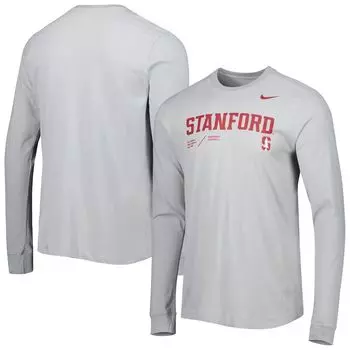 Мужская серая футболка с длинным рукавом Stanford Cardinal Team Practice Performance Nike