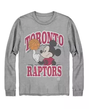 Мужская серая футболка с длинным рукавом toronto raptors disney mickey team spirit Junk Food, серый