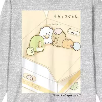 Мужская серая футболка с длинными рукавами и рисунком Sumikko Gurashi Cute Corner Licensed Character