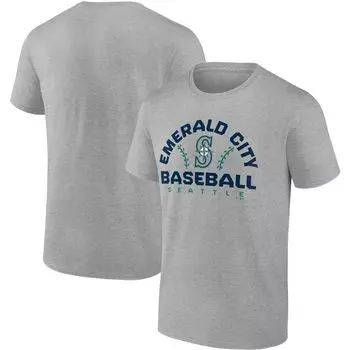 Мужская серая футболка с фирменным рисунком Seattle Mariners Iconic Go for Two Fanatics
