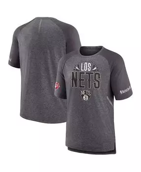 Мужская серая футболка с логотипом Brooklyn Nets 2022 Noches Ene-Be-A Core Shooting реглан Fanatics, серый
