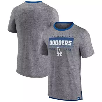 Мужская серая футболка с логотипом Los Angeles Dodgers Iconic Team Element в крапинку Ringer Fanatics