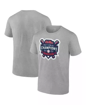 Мужская серая футболка с логотипом Ole Miss Rebels 2022 NCAA, мужская футболка с официальным логотипом чемпионов Мировой серии бейсбольного колледжа Fanatics, серый