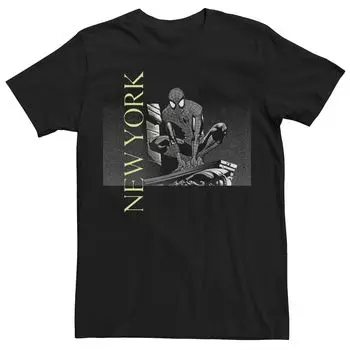 Мужская серая футболка с портретом «Человек-паук New York» Marvel