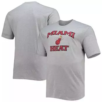 Мужская серая футболка с принтом Miami Heat Big & Tall Heart & Soul