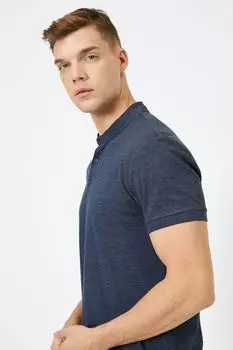 Мужская серая футболка с воротником-поло Koton, темно-синий
