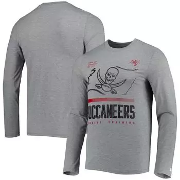 Мужская серая футболка Tampa Bay Buccaneers с длинным рукавом с аутентичной красной зоной New Era