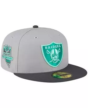 Мужская серая, графитовая приталенная шляпа Las Vegas Raiders Aqua Pop 59FIFTY New Era