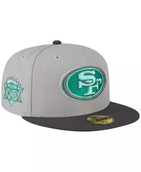 Мужская серая, графитовая приталенная шляпа San Francisco 49ers Aqua Pop 59FIFTY New Era