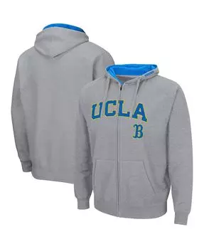 Мужская серая худи UCLA Bruins Arch and Logo 3.0 с молнией во всю длину Colosseum