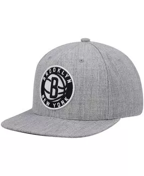 Мужская серая кепка Brooklyn Nets 2.0 Snapback с меланжевым рисунком Mitchell & Ness