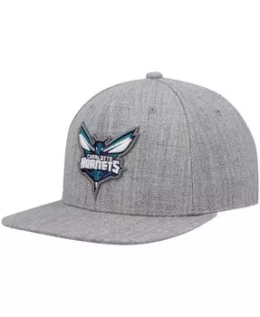 Мужская серая кепка Charlotte Hornets 2.0 Snapback с меланжевым рисунком Mitchell & Ness