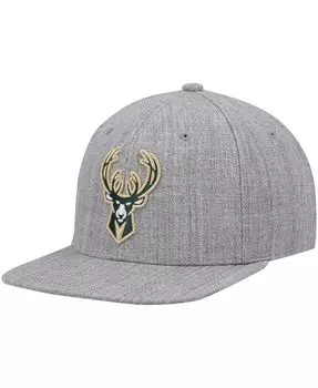 Мужская серая кепка Milwaukee Bucks 2.0 Snapback с меланжевым рисунком Mitchell & Ness